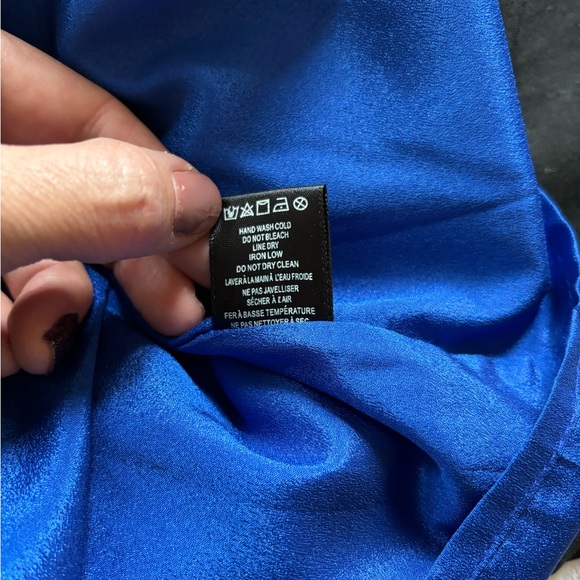 ADELYN RAE Ruffle Crepe Popover Dress In Electric Blue Royal  size L - Picture 7 of 8